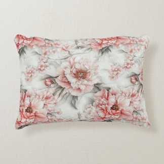 Vintage Pink Peonies Watercolor Duvet Cover Accent Pillow
