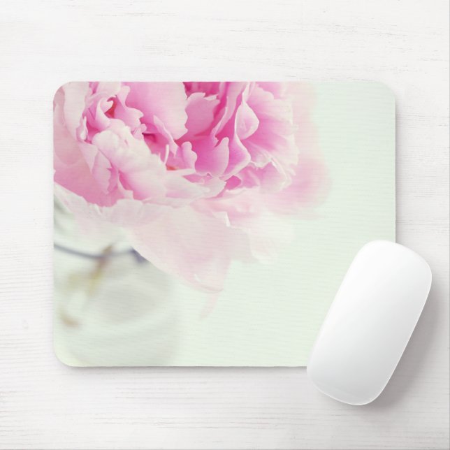Vintage Pink Peony Mason Jar Mouse Pad (With Mouse)