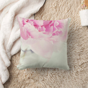 Vintage Pink Peony Mason Jar Throw Pillow