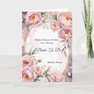 Vintage Pink Peony Oval Frame Bridal Shower Card