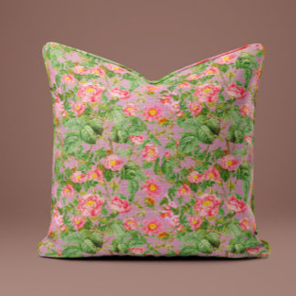 Vintage Pink Peony Rose Pillow in Blush Lilac