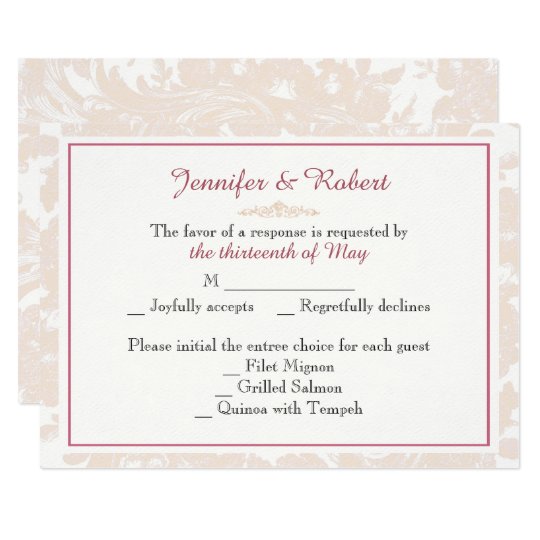 Vintage Pink Peony Wedding Response Card