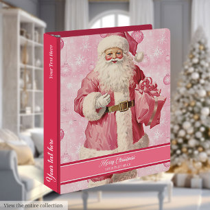 Vintage Pink Père Noël Souvenirs de Noël Classeur