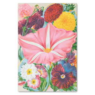 Vintage Pink Petunia Garden Flowers Tissue Paper