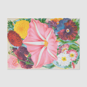Vintage Pink Petunia Garden Flowers Tissue Paper