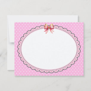 Vintage Pink Polka Dot Scalloped Frame with Bow Card