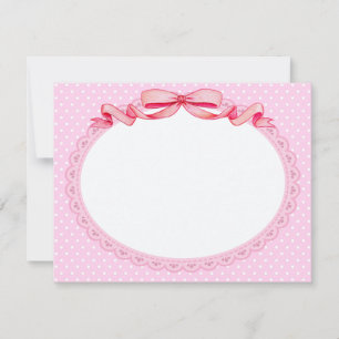 Vintage Pink Polka Dot Scalloped Frame with Bow Card