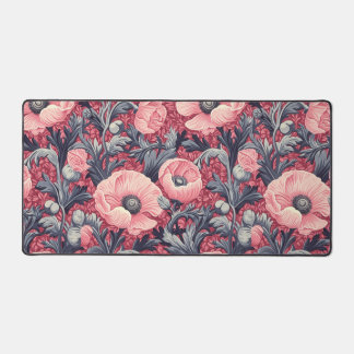 Vintage Pink Poppies Floral  Desk Mat