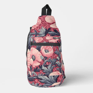 Vintage Pink Poppies Floral Sling Bag