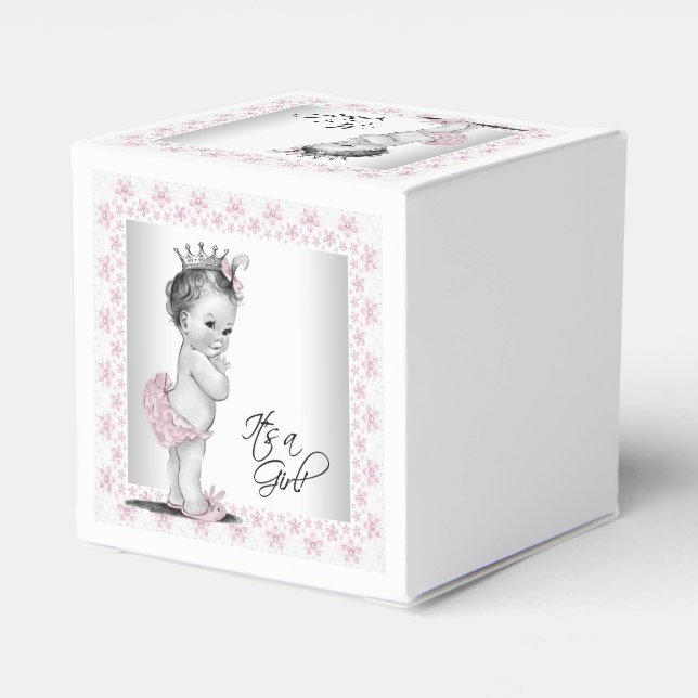Vintage Pink Princess Baby Shower Favor Box (Back Side)