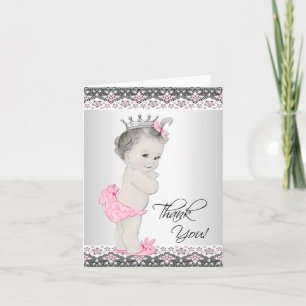 Vintage Pink Princess Baby shower Merci Cartes