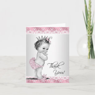 Vintage Pink Princess Baby shower Merci Cartes