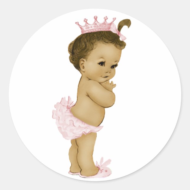 Vintage Pink Princess Baby Shower Stickers (Front)