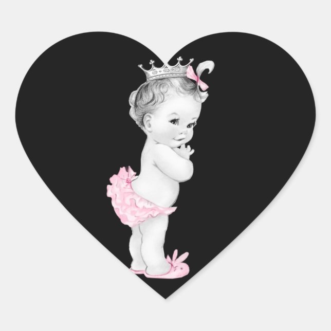 Vintage Pink Princess Baby Shower Stickers (Front)