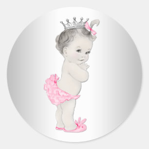 Vintage Pink Princess Baby Shower Stickers