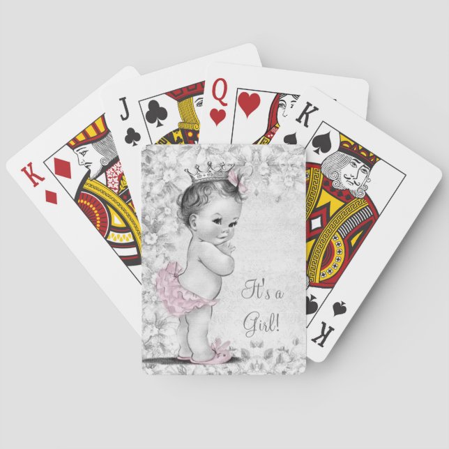 Vintage Pink Princess Playing Cards (Back)
