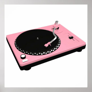 Vintage Pink Record Player Poster