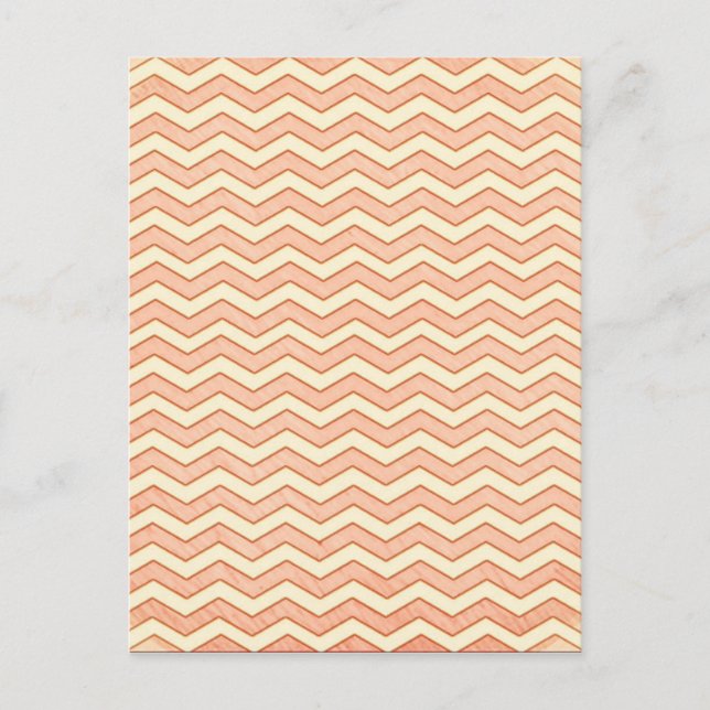 Vintage Pink. Retro Chevron Pattern Postcard (Front)