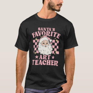 Vintage Pink Retro Christmas Santas Favourite Art T-Shirt