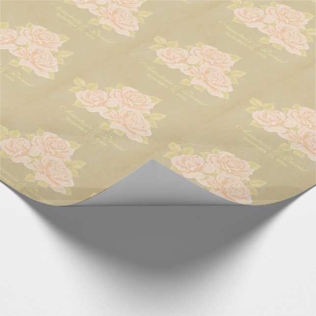 Vintage pink romantic roses old paper (Corner)