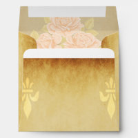 Vintage pink romantic roses with golden fleurdelis