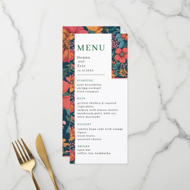 Vintage Pink Romantic Wedding Menu (Front/Back In Situ)