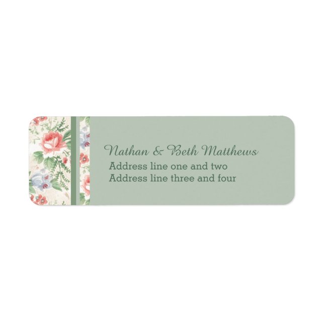 Vintage Pink Rose and Blue Flower Pattern (Front)