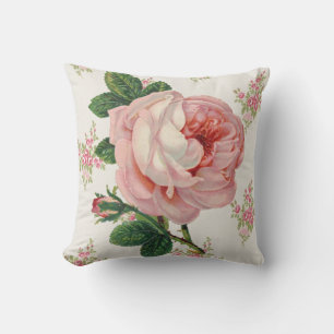 Vintage Pink Rose and Bouquets Country Pillow