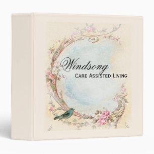 Vintage Pink Rose and Robin Binder