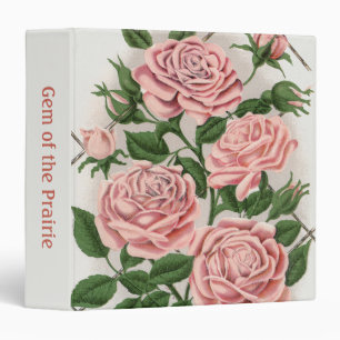 Vintage Pink Rose Botanical Cottagecore Art Binder