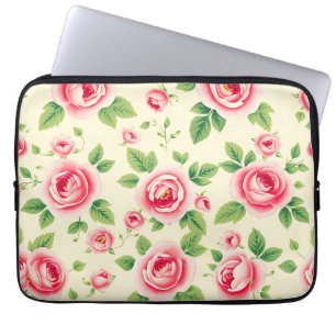 Vintage Pink Rose Bouquet Pastel Floral Chintz Laptop Sleeve