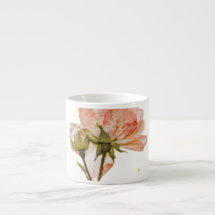 Vintage Pink Rose Bud Botanical Small Ceramic Cup