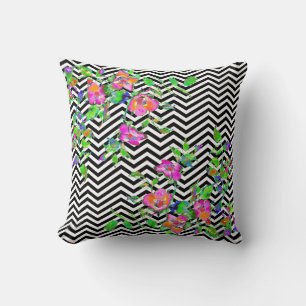 Vintage Pink Rose - chevron Throw Pillow
