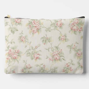 Vintage Pink Rose Cottagecore Floral Pattern Accessory Pouch