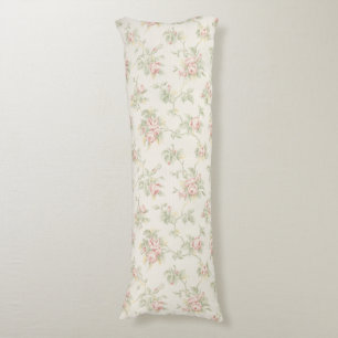 Vintage Pink Rose Cottagecore Floral Pattern Body Pillow