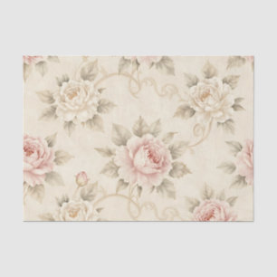 Vintage Pink Rose Damask Floral Pattern Tissue Paper