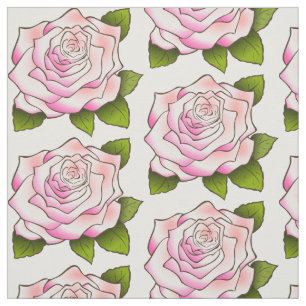 Vintage Pink Rose Drawing Fabric