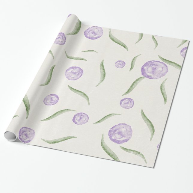Vintage Pink Rose Floral Gift Wrap (Unrolled)