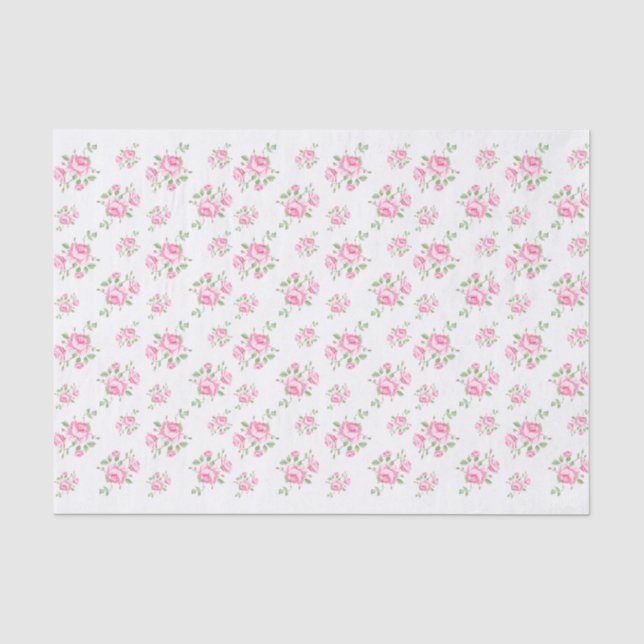 Vintage Pink Rose Floral Tissue Paper (Front)