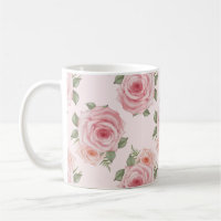 Vintage pink rose garden cottage floral pattern