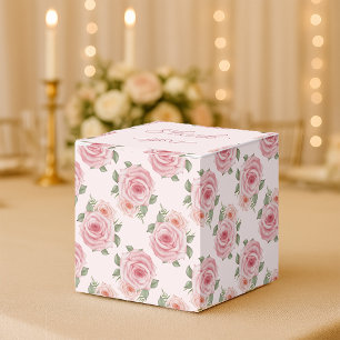 Vintage pink rose garden cottage floral pattern favor box
