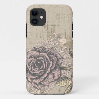 Vintage Pink Rose Grunge Background iPhone 11 Case