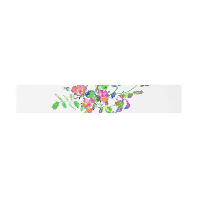Vintage pink rose invitation belly band (Flat)