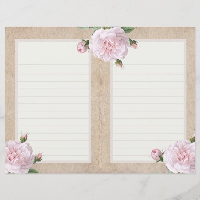 Vintage Pink Rose Journal Page (Front)