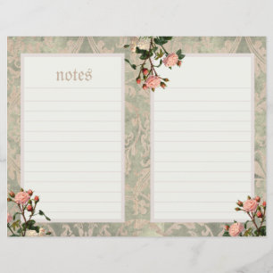 Vintage Pink Rose Journal Page (Scroll Background)