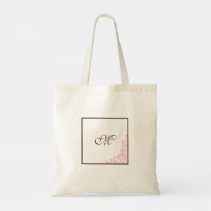 Vintage Pink Rose Lace Script Monogram Tote Bag