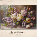 Vintage Pink Rose & Lilac Bouquet Floral Fine Art Jigsaw Puzzle<br><div class="desc">Experience the timeless elegance of the 'Vintage Rose & Lilac Bouquet' jigsaw puzzle. This puzzle features a stunning floral arrangement of delicate pink roses white peonies and lilacs, captured in soft, romantic hues. Each piece of the puzzle brings to life the lush, garden-inspired scene, offering a delightful challenge for puzzle...</div>