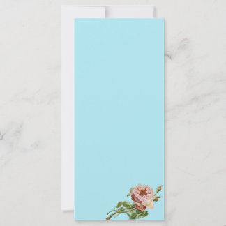Vintage Pink Rose on Pale Aqua