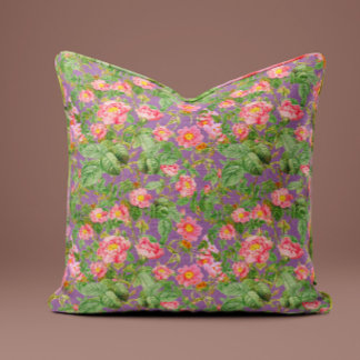 Vintage Pink Rose Pillow in Lavender Garden