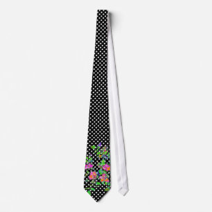 Vintage Pink rose polka-dots Tie